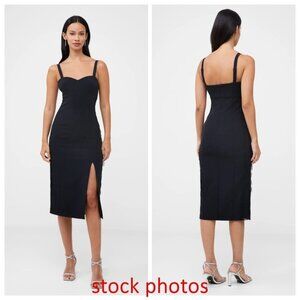French Connection Echo Crepe Lace Dress Size 2 Color Blackout